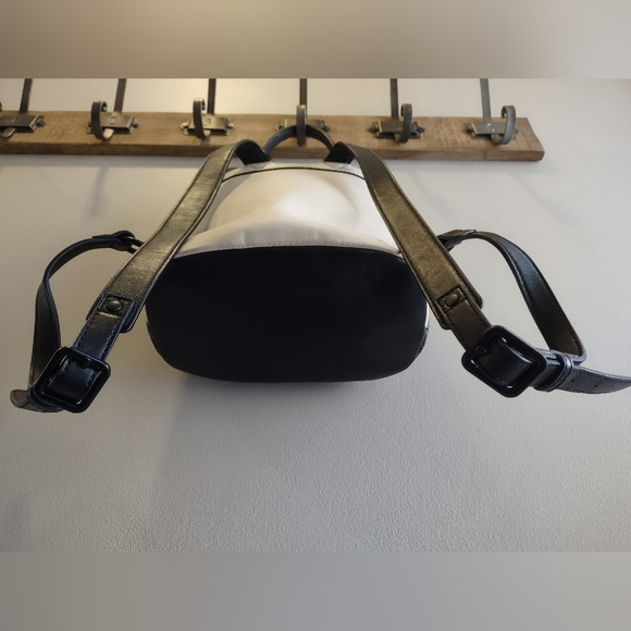 Nine West Faux Leather Backpack Purse In Black/White - Picture 6 of 10